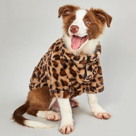 Manteau à fermeture éclair en léopard pour chien