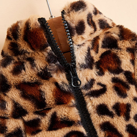 Manteau à fermeture éclair en léopard pour chien