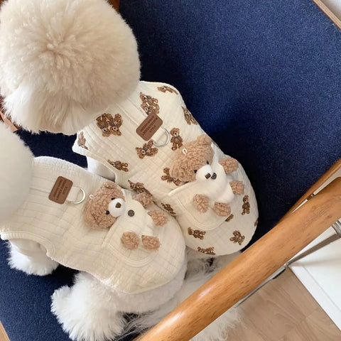 Harnais pour chien en coton avec décor d'ours