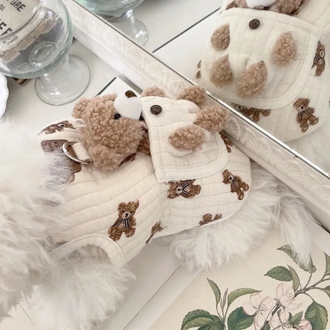 Harnais pour chien en coton avec décor d'ours